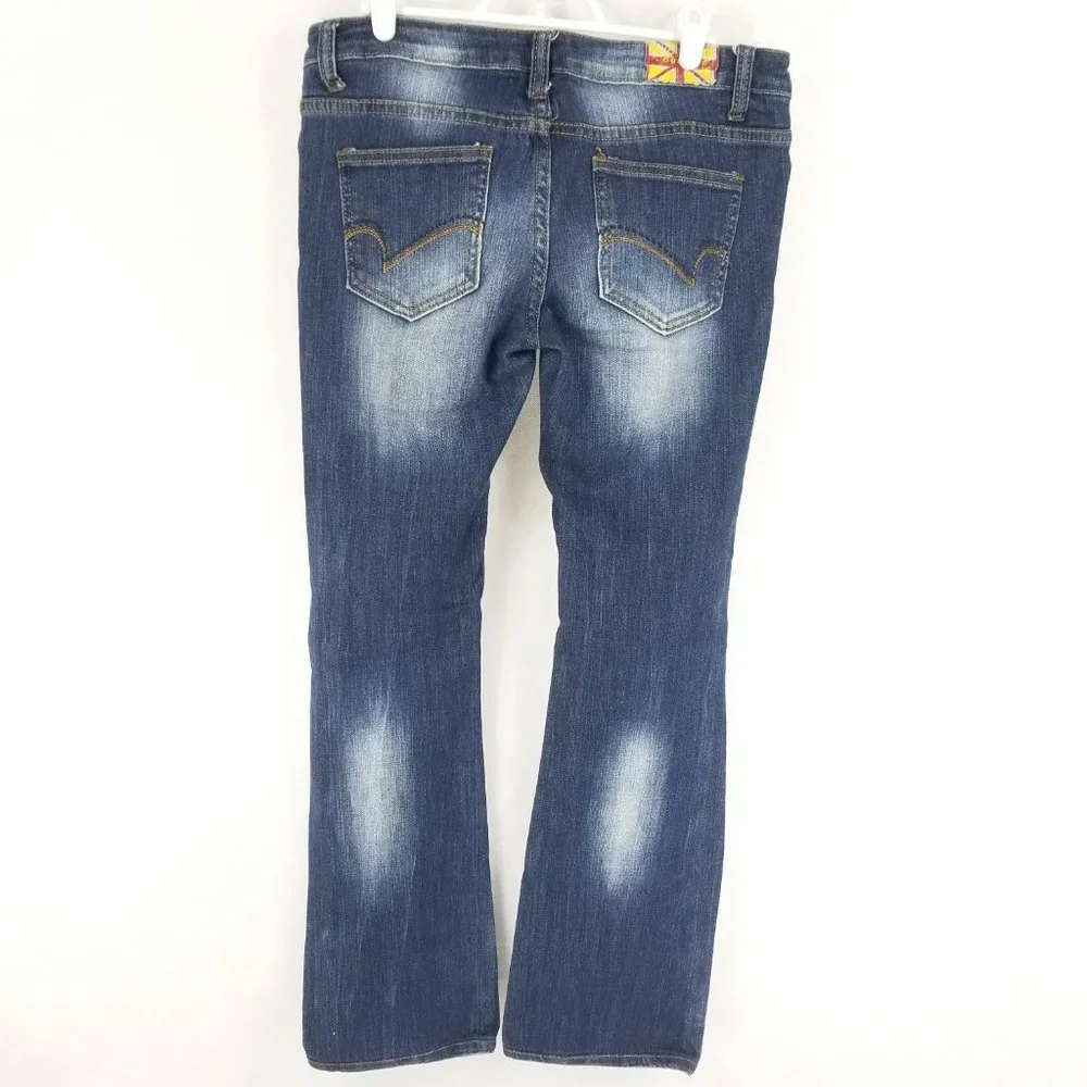 Machine Distressed Bootcut Jeans - Picture 5 of 11